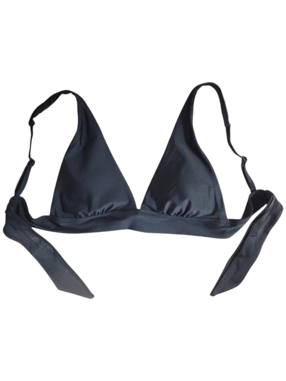 Aerie NWT Black Smooth Tie Longline Triangle Bikini Top Women's Size M